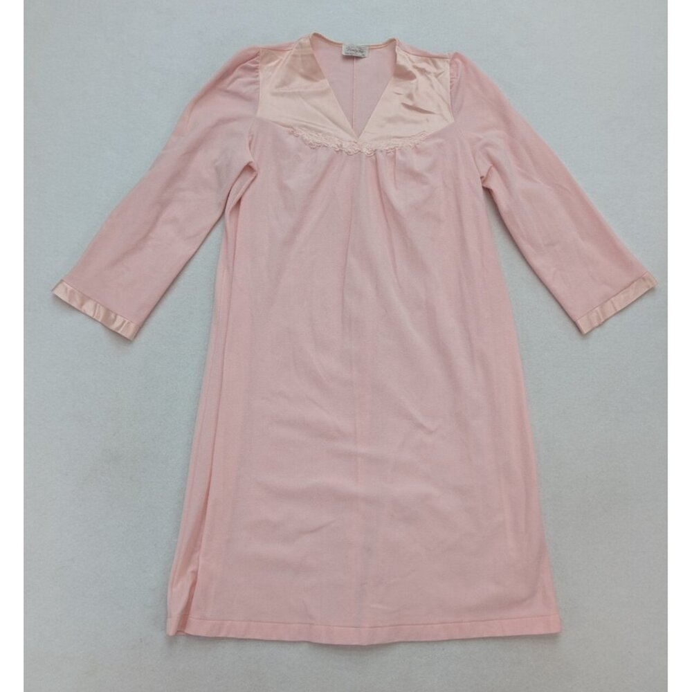 Vanity Fair Vintage Women's Nightgown Size M Pink Lightweight Thin Fleece